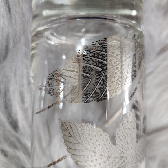 1960's Mid Century Modern Glassware Silver Foliage Highball Tumblers - Picture 9 of 10